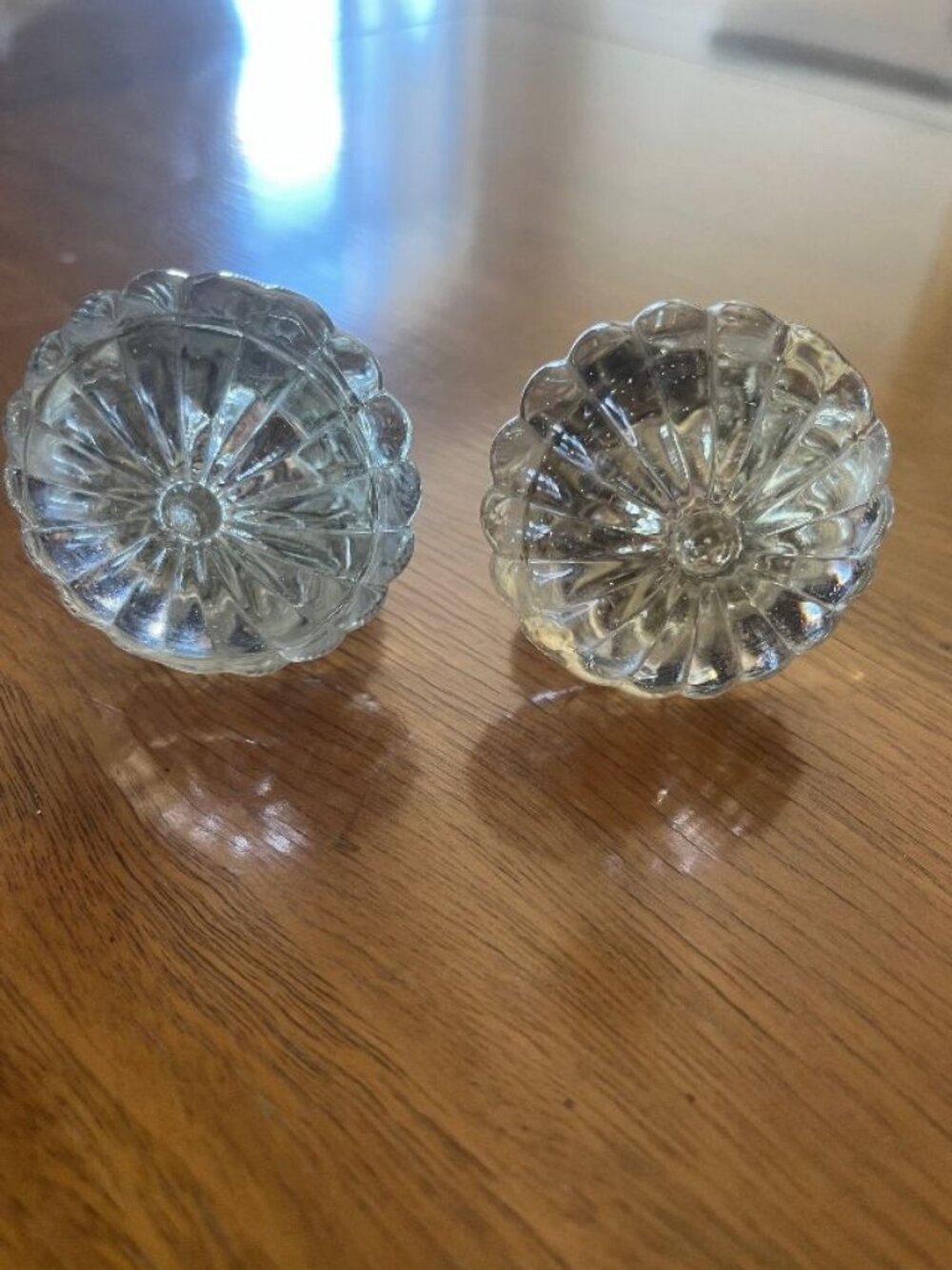 2 Vintage Glass and Brass Doorknobs